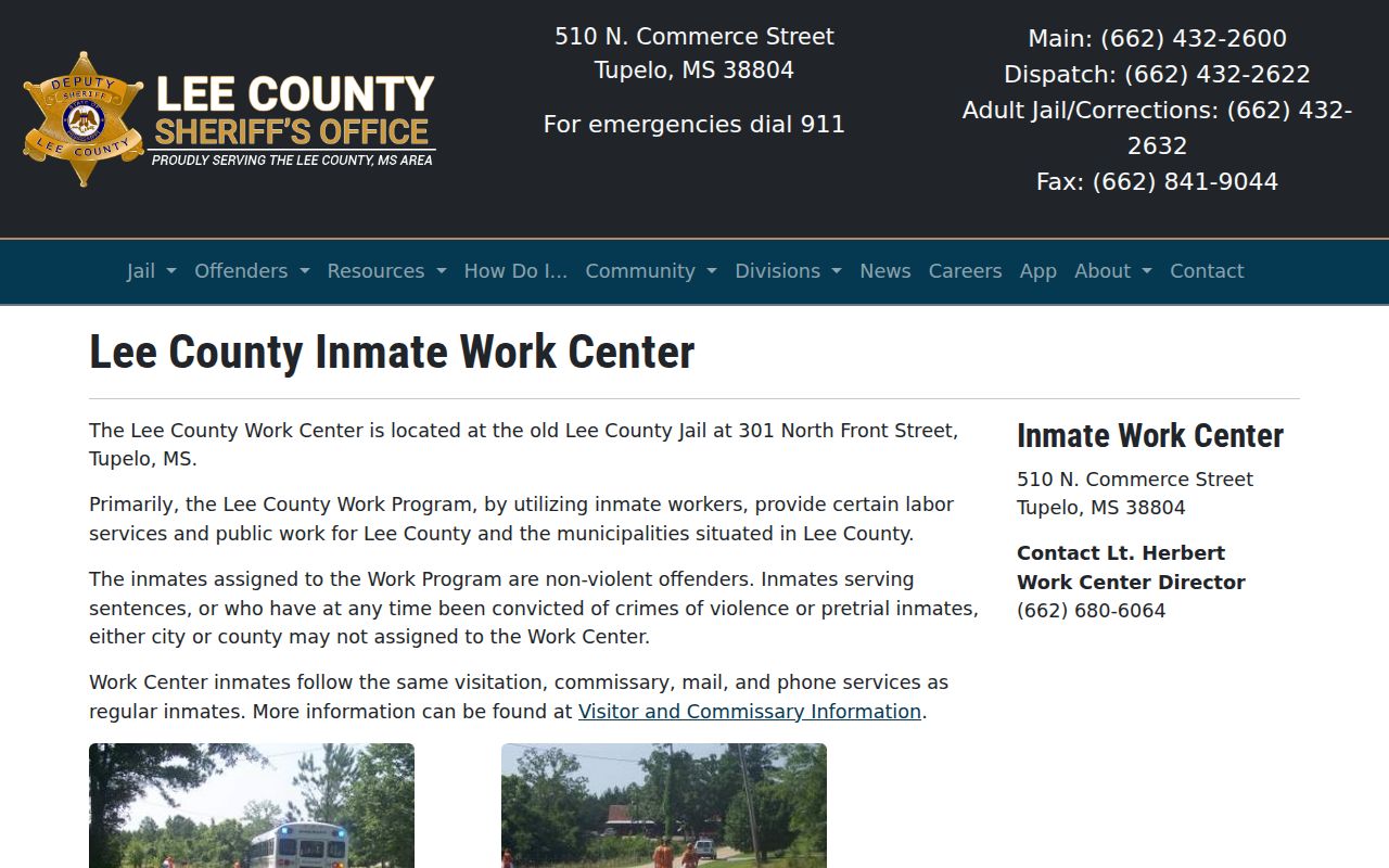 Lee County Inmate Work Center custody and release distinction