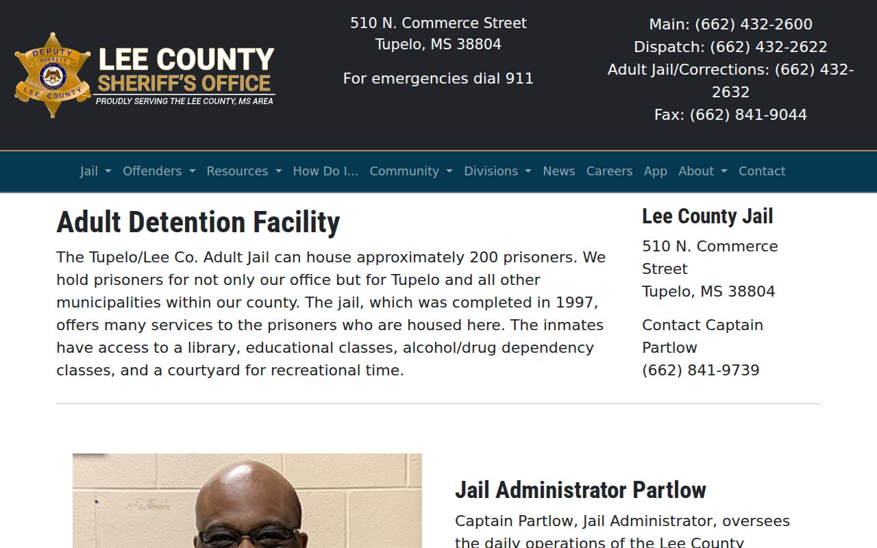 Lee County adult detention facility release record source
