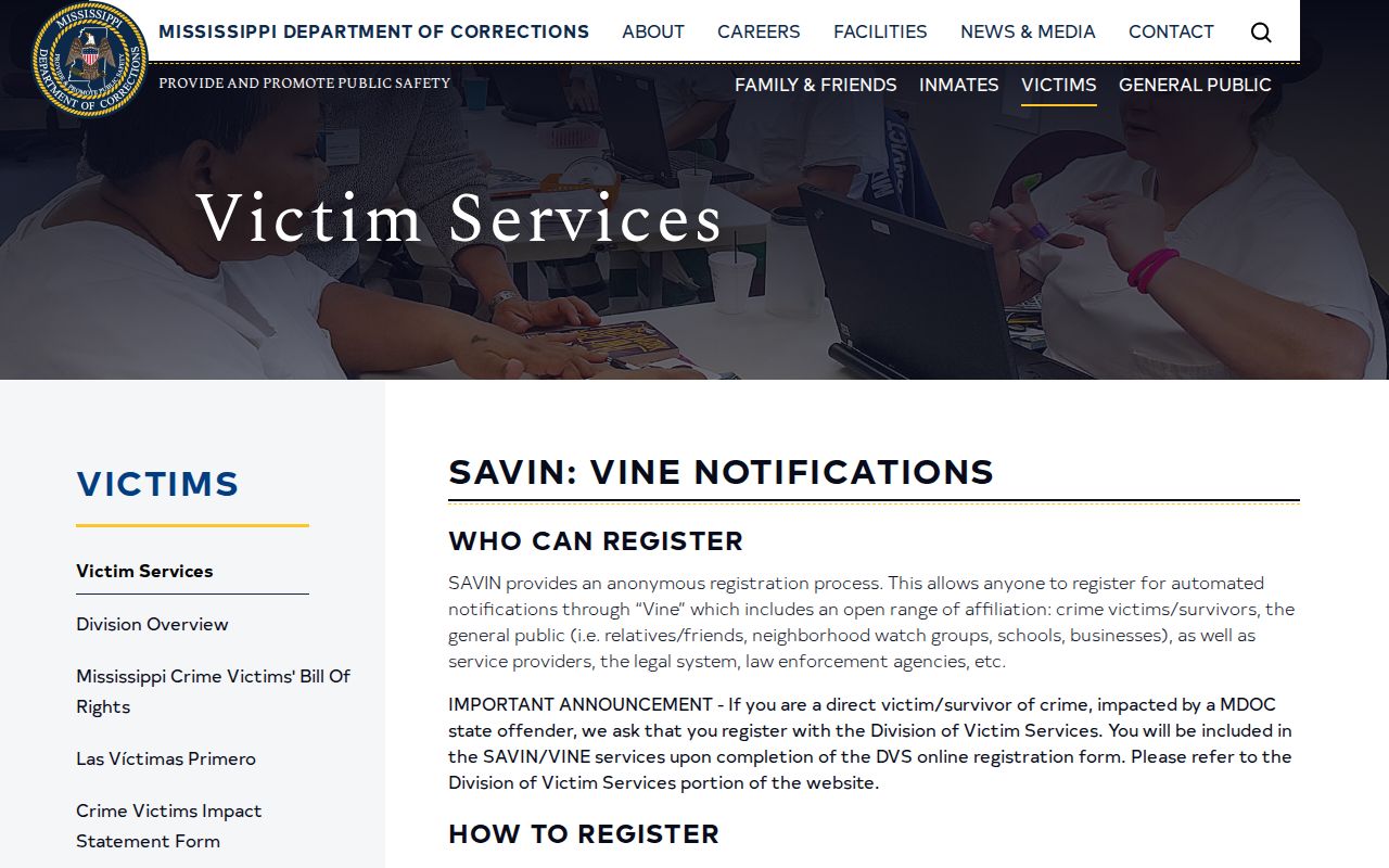 Mississippi SAVIN Lee County release notification details