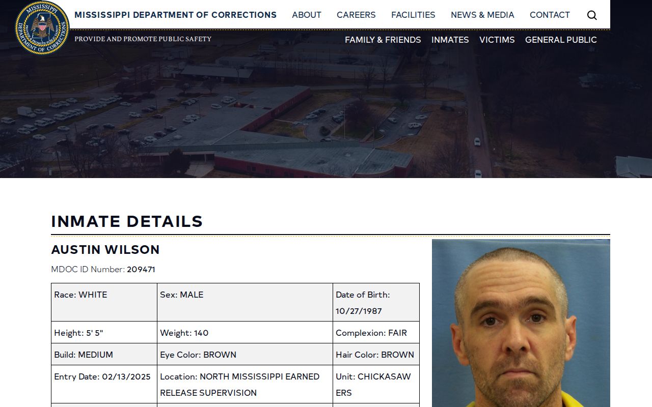 Mississippi Department of Corrections ERS community release location example