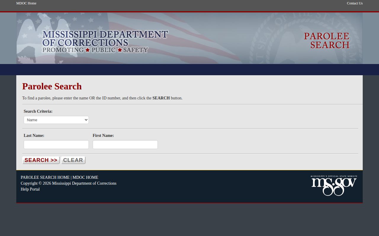 Lee County parole and probation search fields